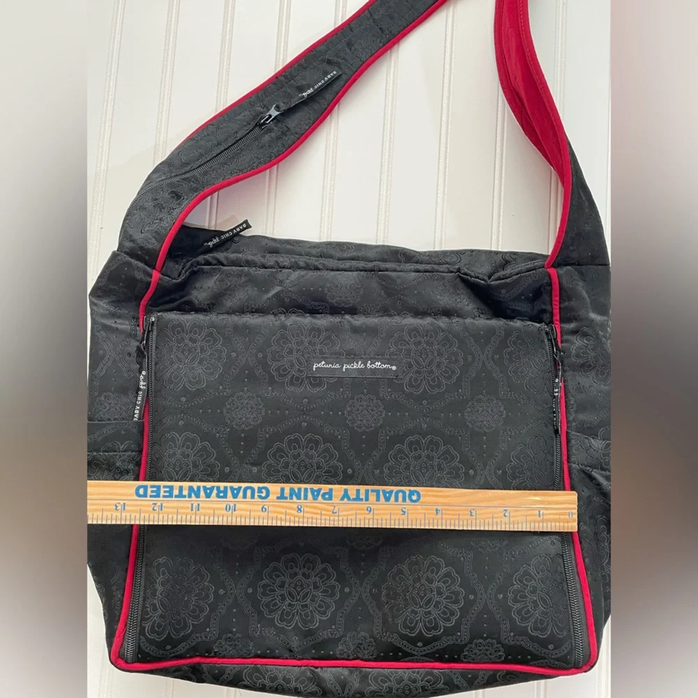 Petunia Pickle Bottom Red Black Diaper Shoulder Crossbody Bag Midnight Iris Roll